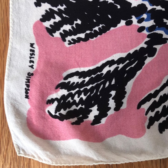 Wesley Simpson Art Work Vintage Large Scarf Conversation Piece - Picture 7 of 15